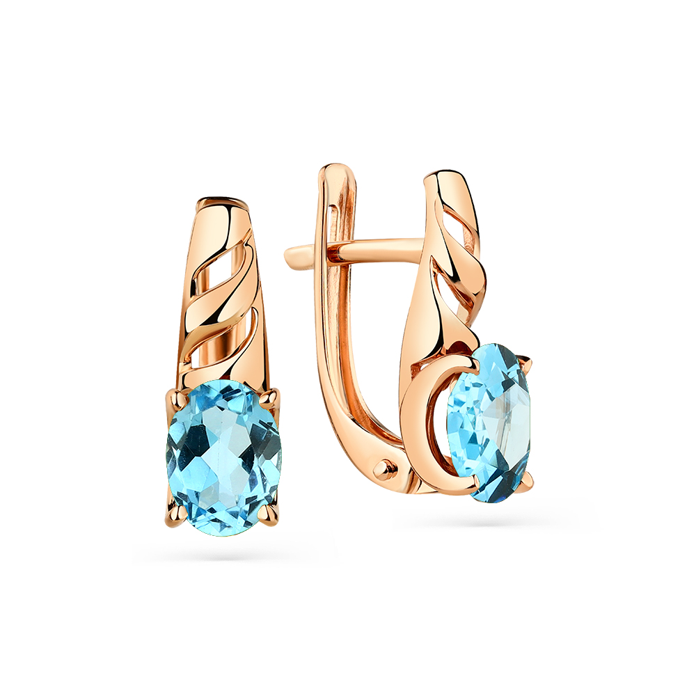 Серьги из красного золота с топазами