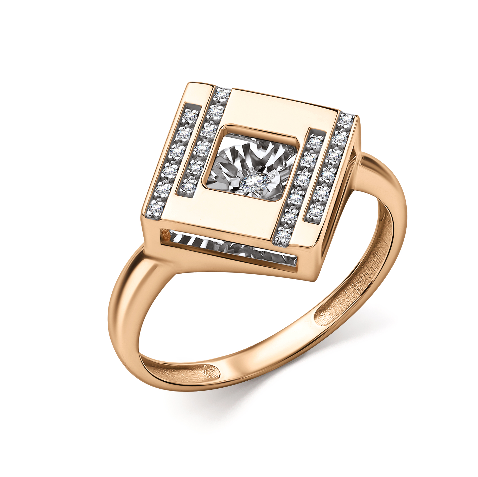 Кольцо из красного золота с бриллиантами