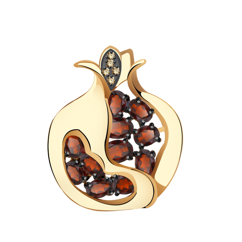 Подвеска «Гранат» из красного золота с гранатами и фианитами