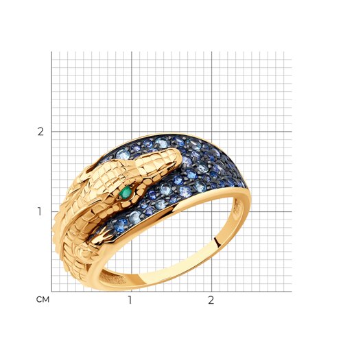 Кольцо из красного золота с миксом камней