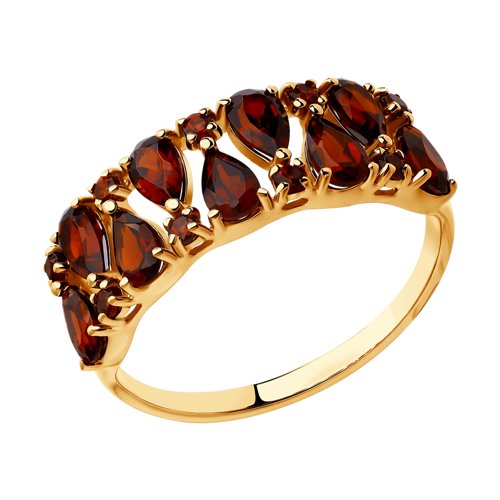 Кольцо из красного золота с гранатами