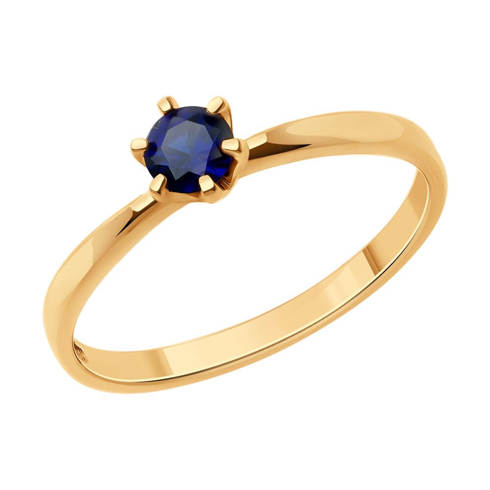 Кольцо из красного золота с корундом