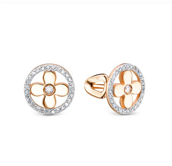 Серьги пусеты из золота с бриллиантами