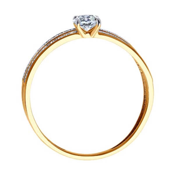 Кольцо из красного золота с фианитами