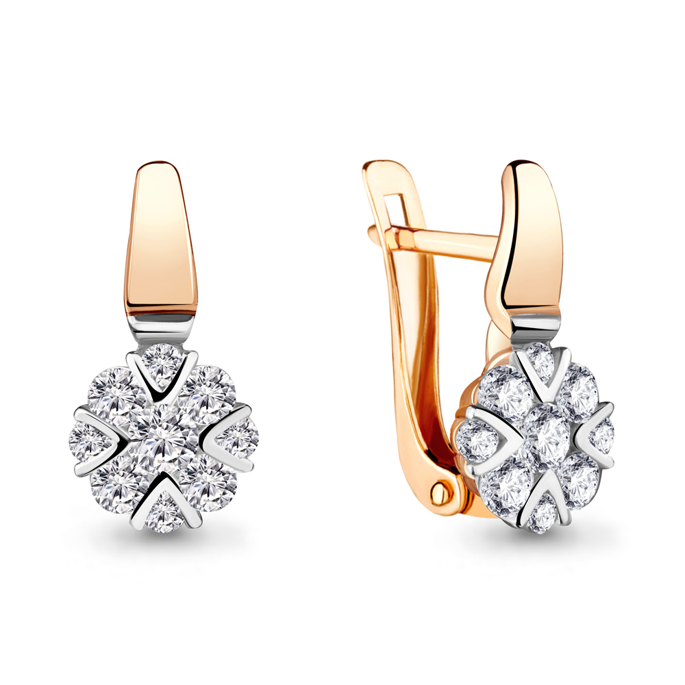 Серьги из красного золота с фианитами