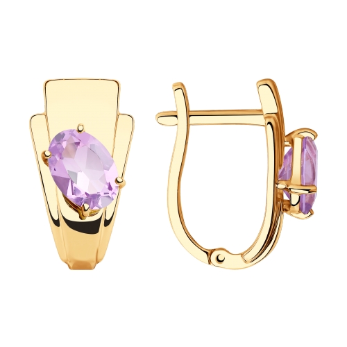 Серьги из красного золота с аметистами