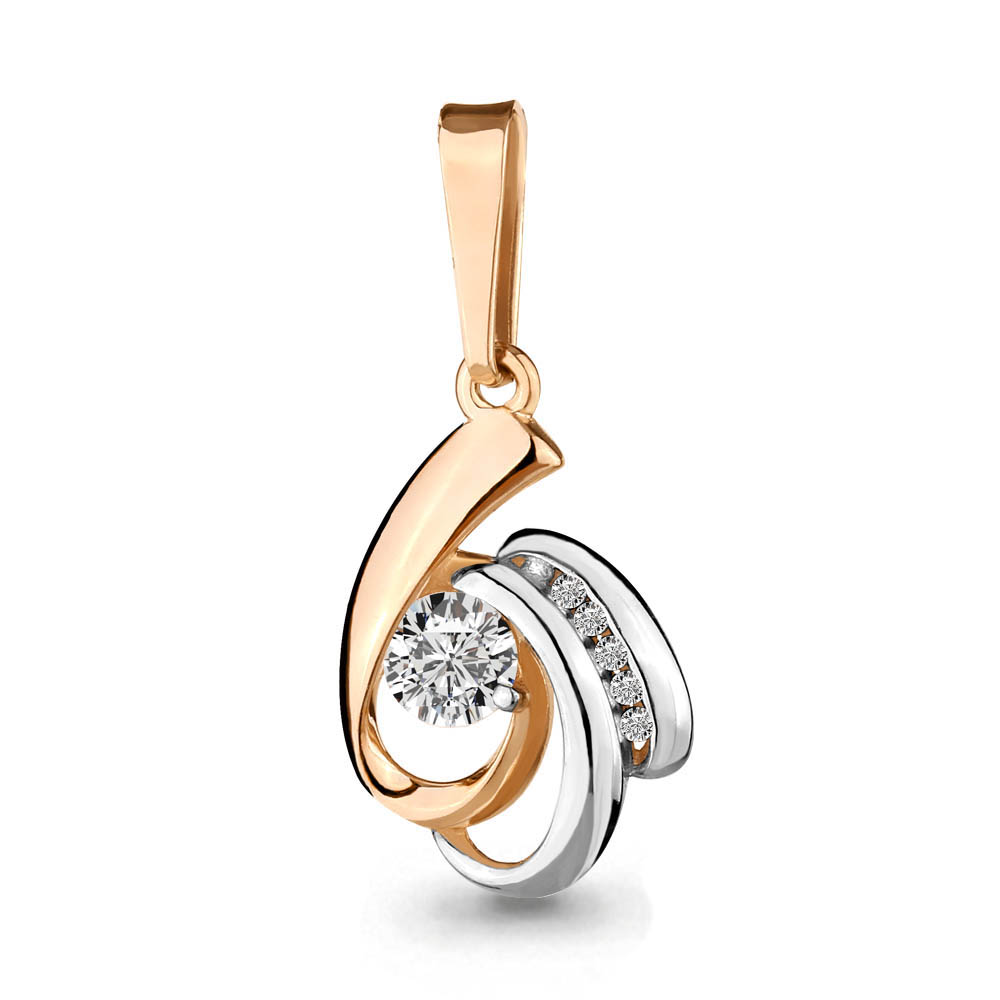 Подвеска из комбинированного золота с фианитами