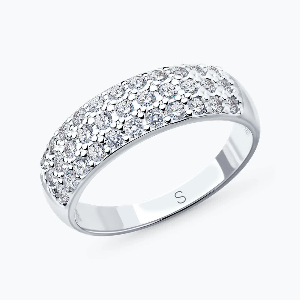 Кольцо из белого золота с фианитами