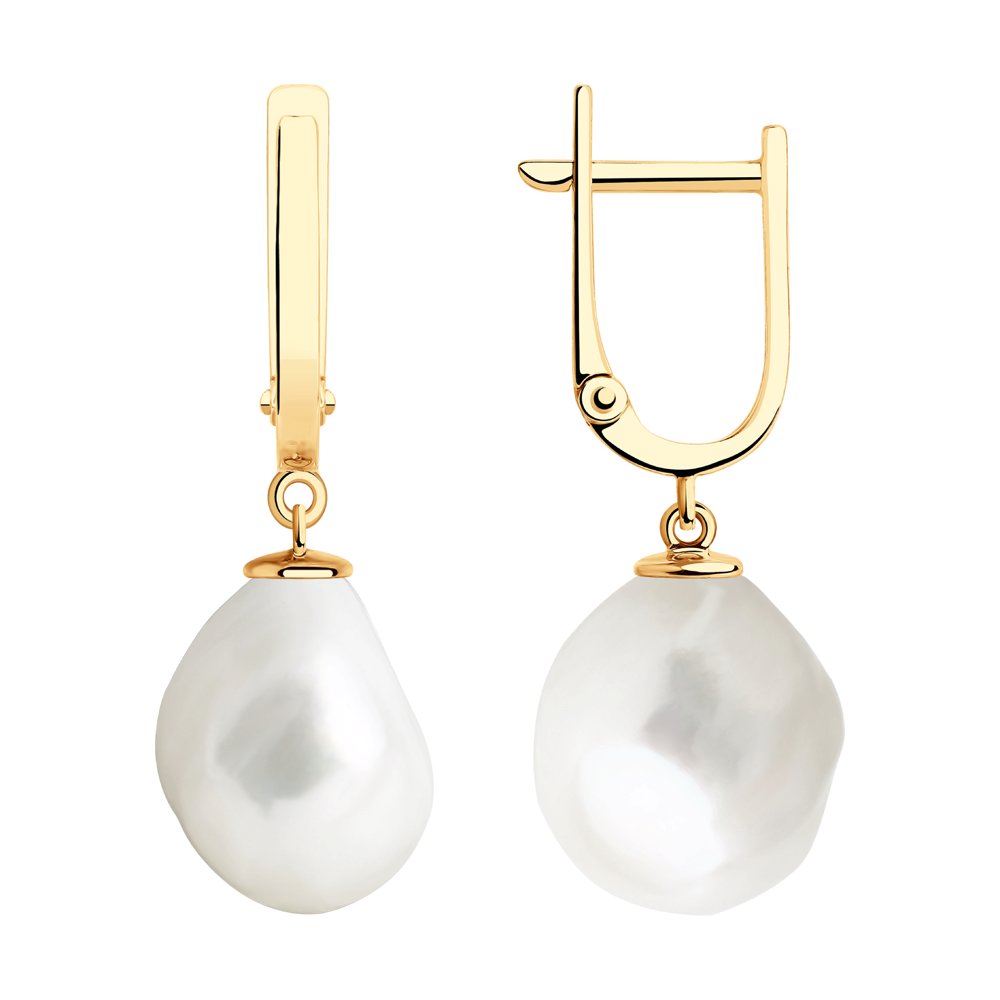 Серьги из красного золота с жемчугом