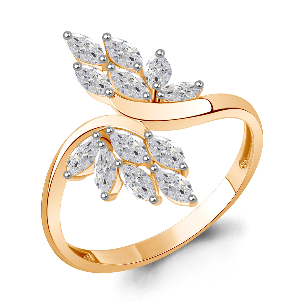 Кольцо из красного золота с фианитами