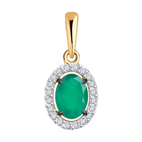 Подвеска из красного золота с агатом и фианитами