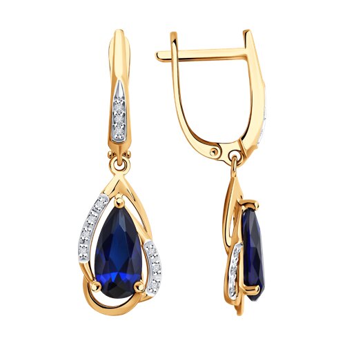 Серьги из красного золота с корундами и бриллиантами