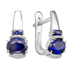 Серьги из белого золота с бриллиантами и сапфирами