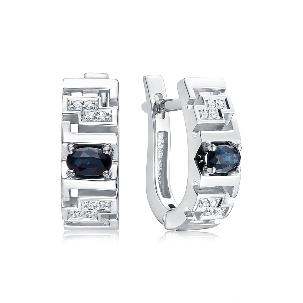 Серьги из белого золота с сапфирами и бриллиантами