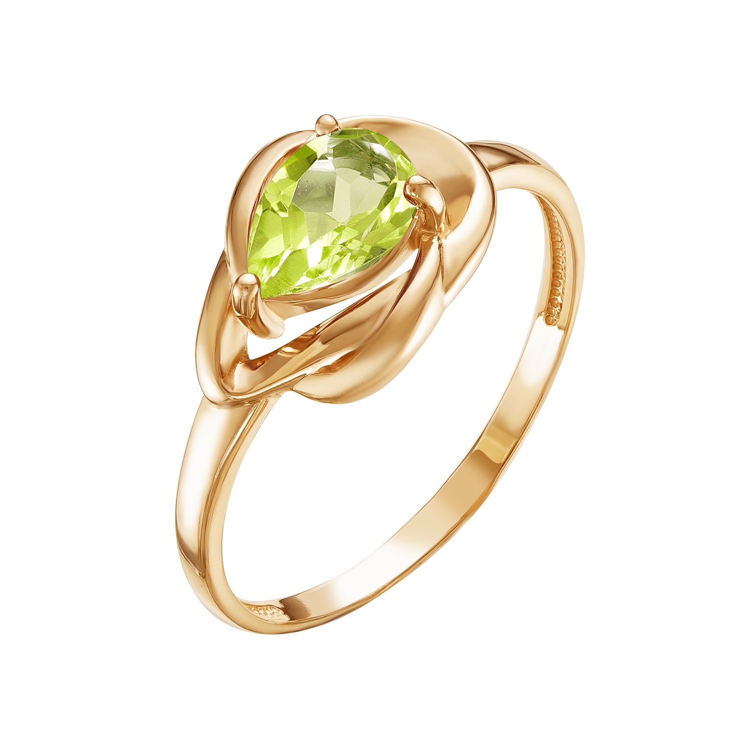 Кольцо из красного золота с хризолитом