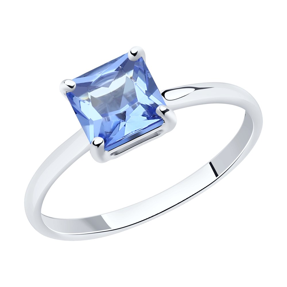 Кольцо из белого золота с ситаллом