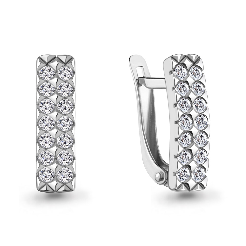 Серьги из белого золота с фианитами