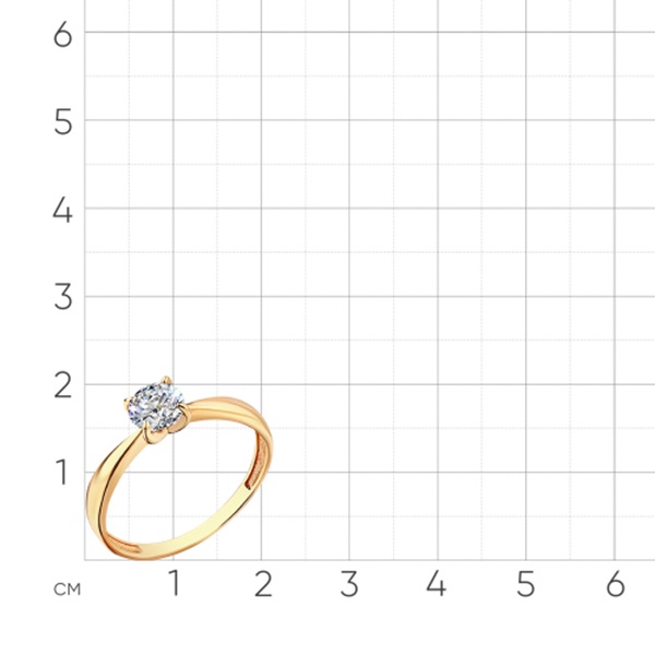 Кольцо из красного золота с фианитом