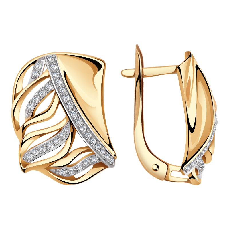 Серьги из красного золота с фианитами