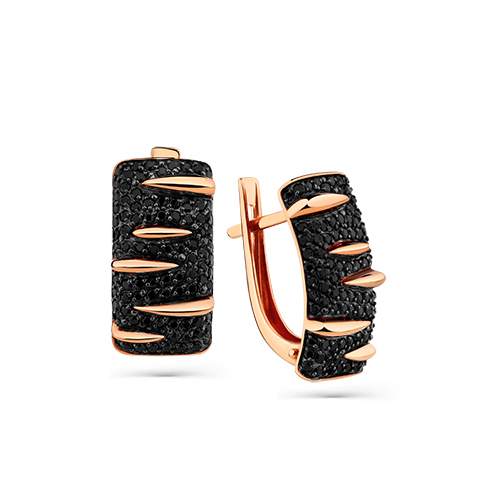 Серьги из красного золота с черной шпинелью
