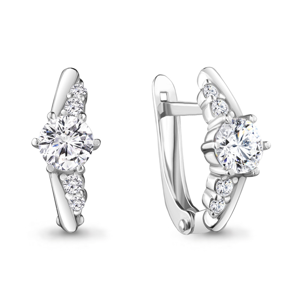 Серьги из серебра с фианитами
