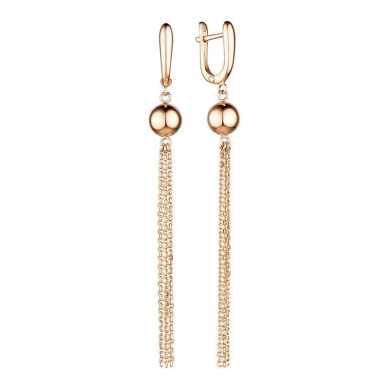 Серьги-цепочки из красного золота