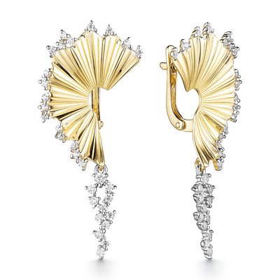 Серьги из желтого золота с фианитами