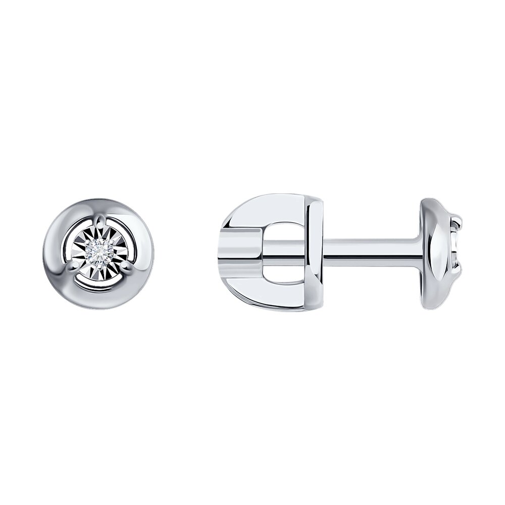 Серьги пусеты из золота с бриллиантами