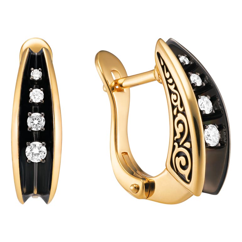 Серьги из желтого золота с бриллиантами