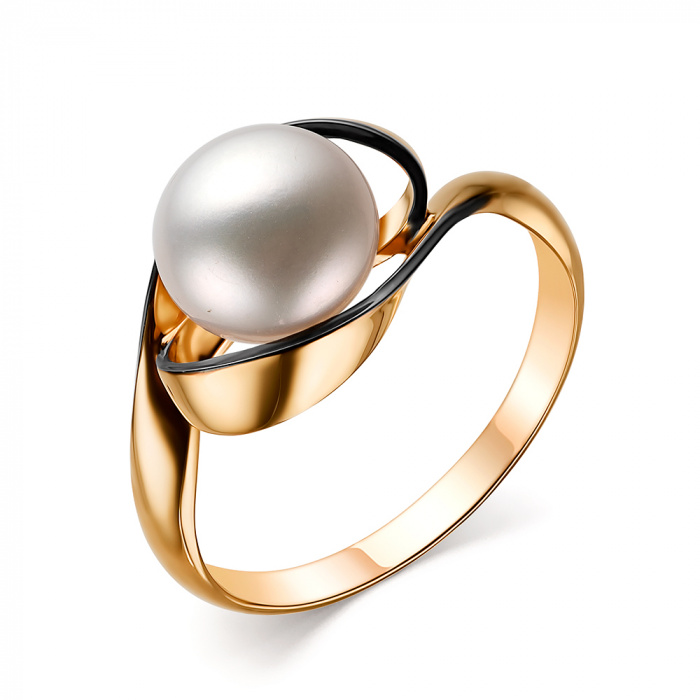 Кольцо из красного золота с жемчугом