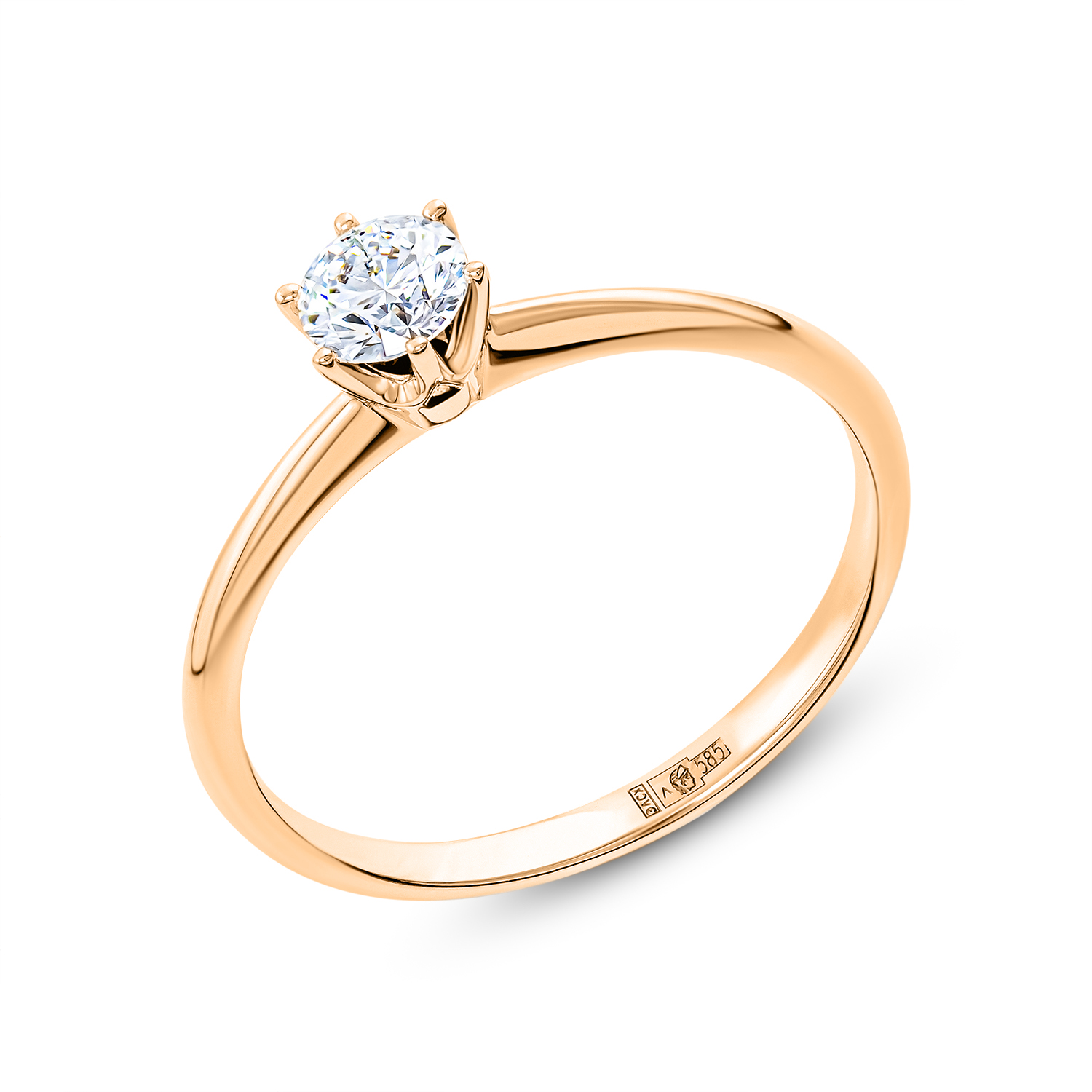 Кольцо из красного золота с бриллиантом