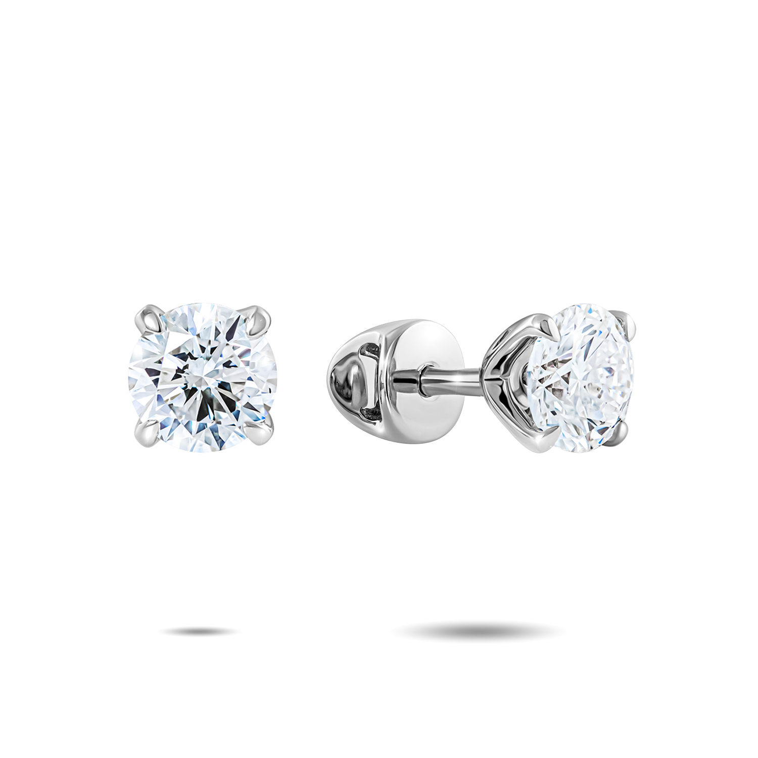 Серьги пусеты из белого золота с бриллиантами