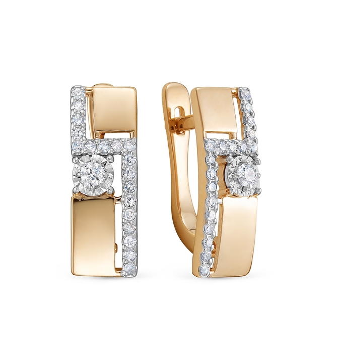 Серьги из красного золота с бриллиантами