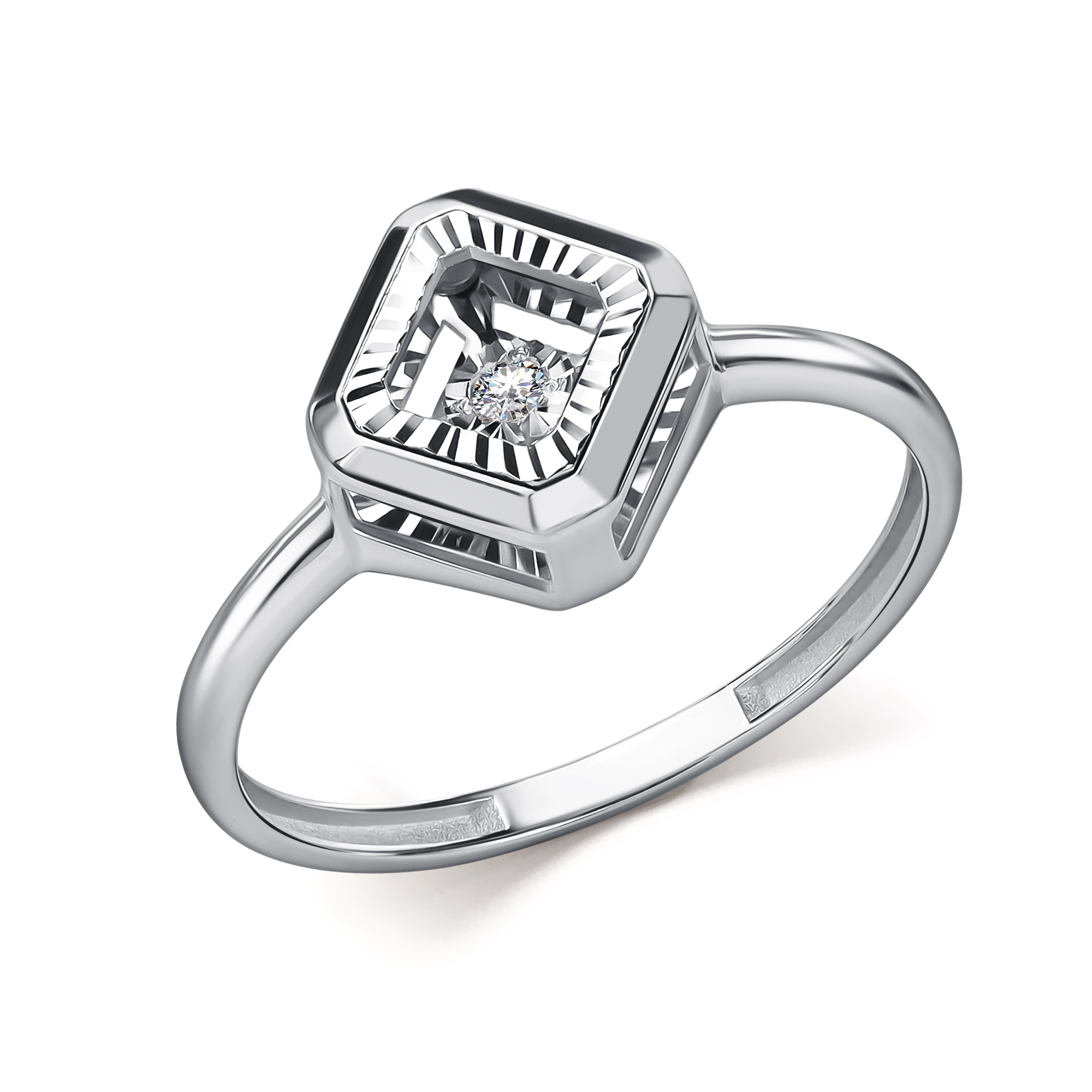 Кольцо из белого золота с танцующим бриллиантом