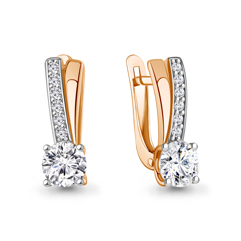 Серьги из красного золота с фианитами