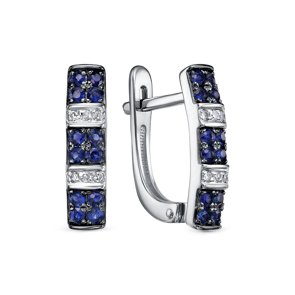 Серьги из белого золота с сапфирами и бриллиантами