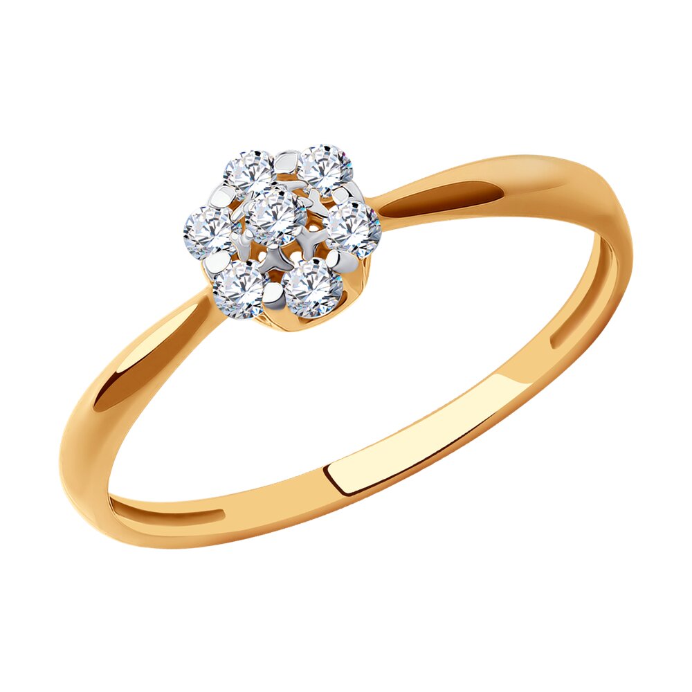 Кольцо из красного золота с фианитами