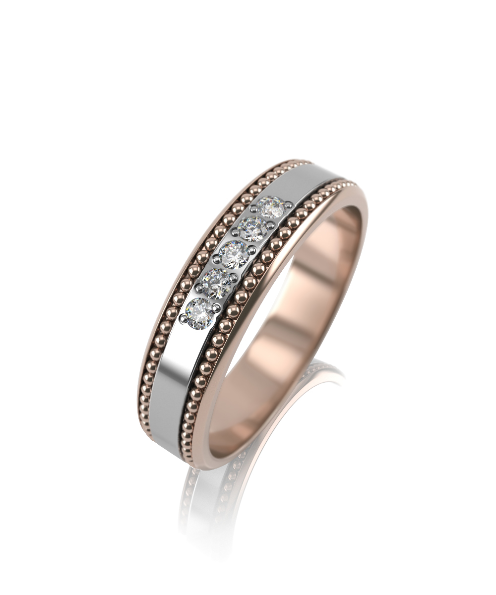 Обручальное кольцо из комбинированного золота с бриллиантами