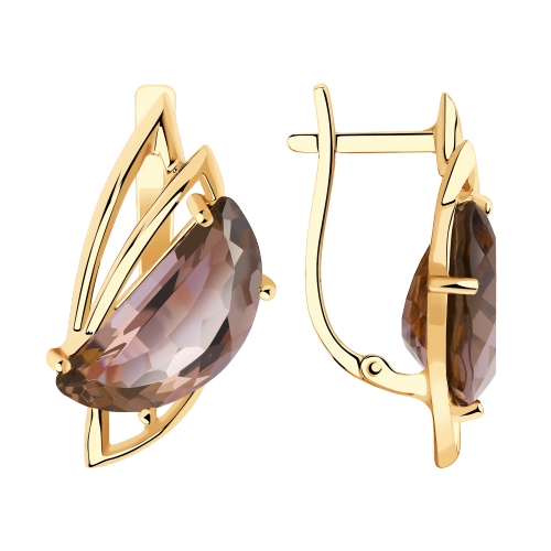 Серьги из красного золота с ситаллами