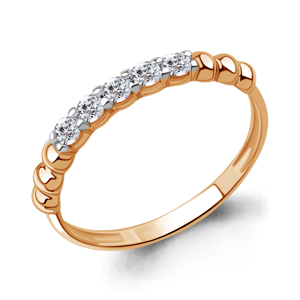 Кольцо из красного золота с фианитами