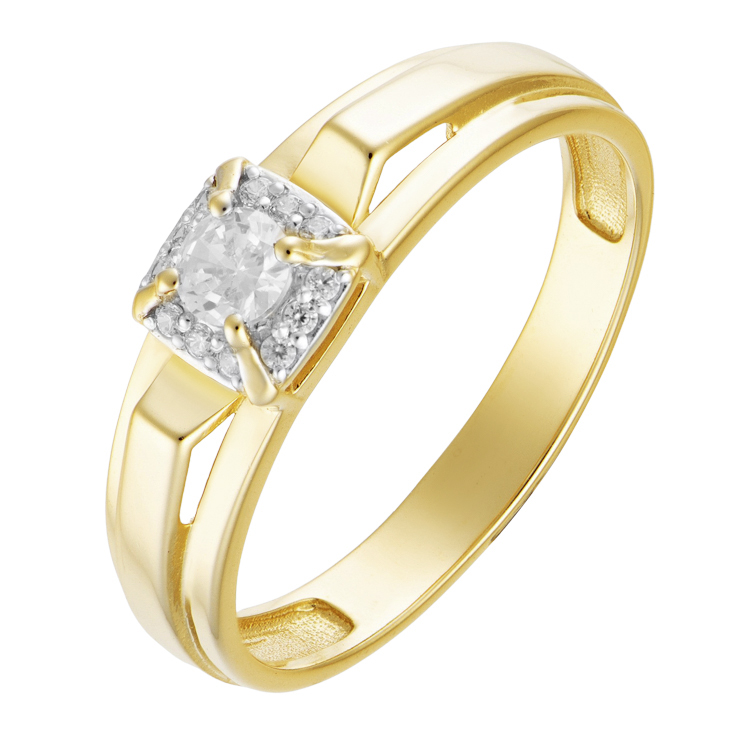 Кольцо из красного золота с фианитами