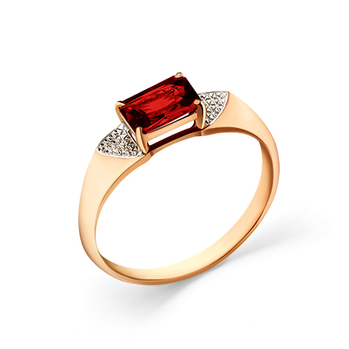 Кольцо из красного золота с гранатом