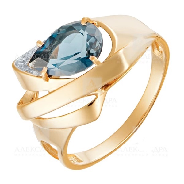 Кольцо из красного золота с топазом и фианитами