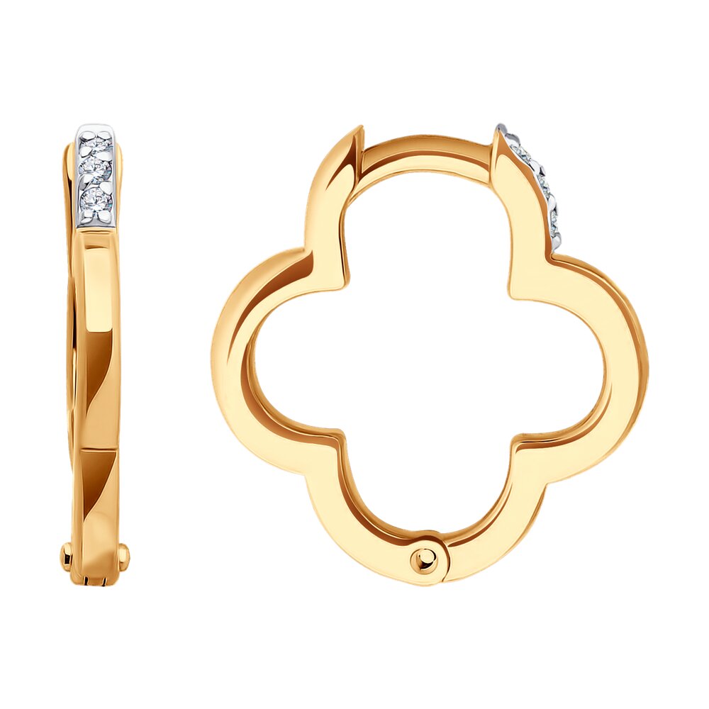 Серьги из красного золота с фианитами