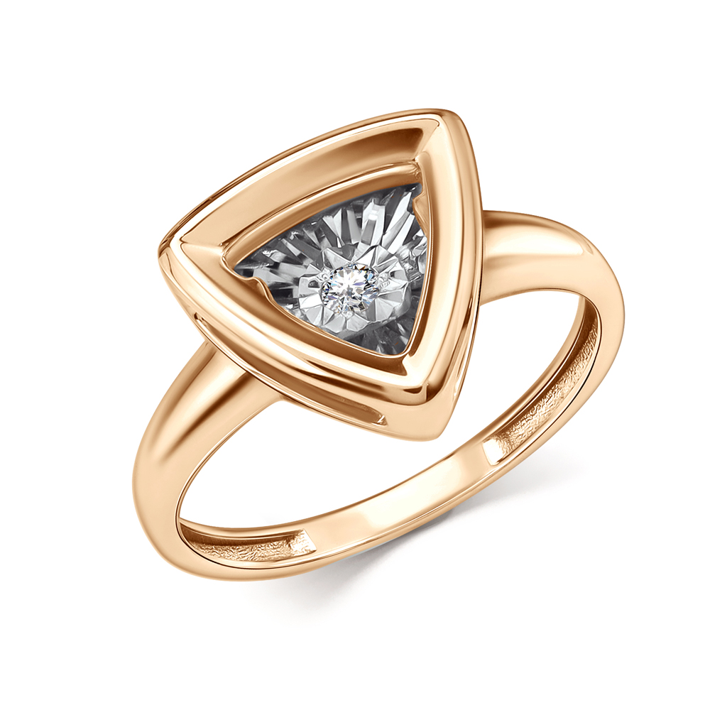 Кольцо из красного золота с бриллиантом