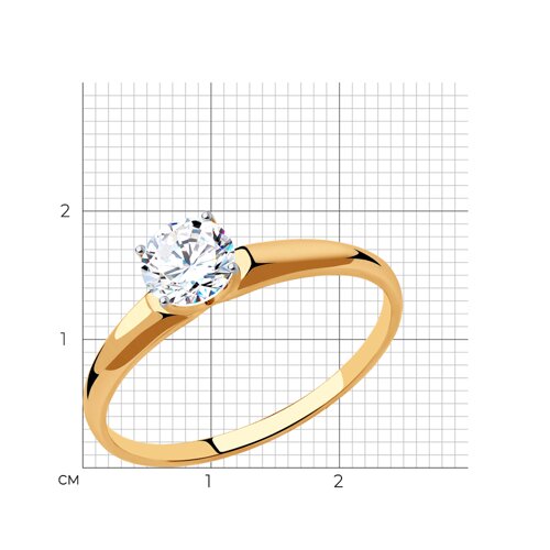 Кольцо из красного золота с фианитом