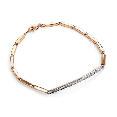 Браслет из красного золота с фианитами