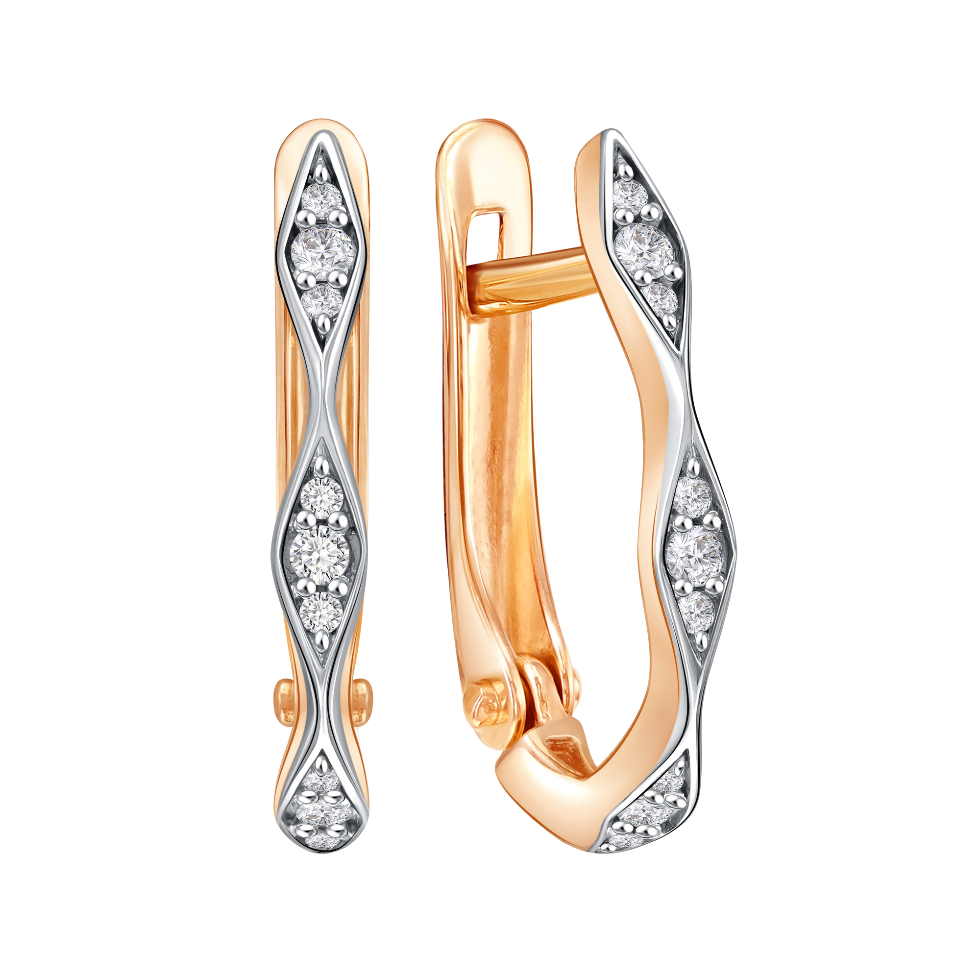 Серьги из красного золота с фианитами