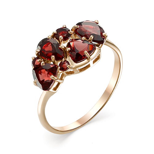 Кольцо из красного золота с гранатами