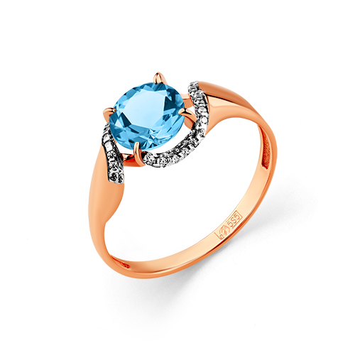 Кольцо из красного золота с топазом и фианитами